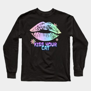 Kiss Your Cat Floral Look Long Sleeve T-Shirt